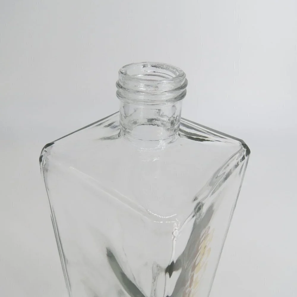 VINTAGE Midcentury Glass Gold Bourbon Decanter Bottle Barware